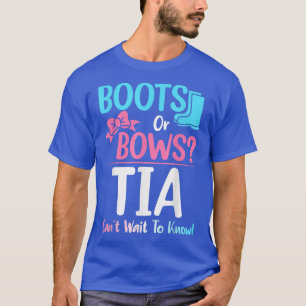 Boots or Bows Tia Gender Reveal Pregnancy Announce T-Shirt