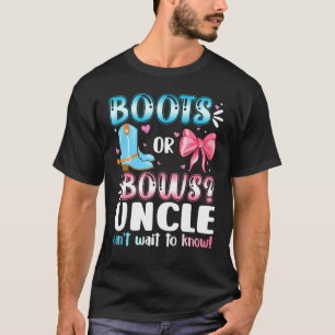 Boots Or Bows Uncle Gender Reveal Baby Shower Preg T-Shirt