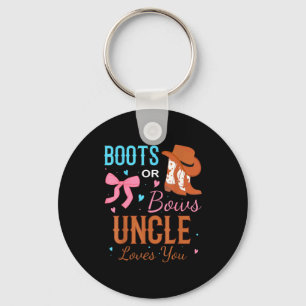 Boots Or Bows Uncle Loves You Gender Reveal Party Key Ring