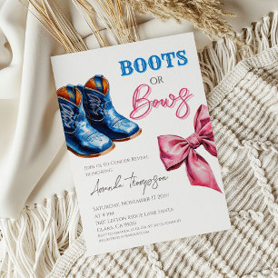 Boots or Bows Western Blue Pink Gender Reveal Invitation