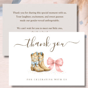 Boots Or Bows Western Chic Gender Reveal Thank You Card