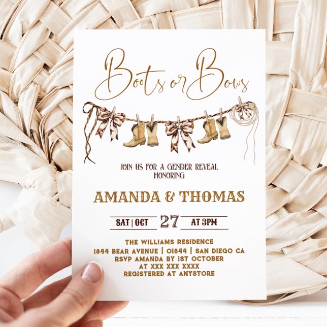 Boots or Bows Western Gender Reveal Invitation (Creator Uploaded)