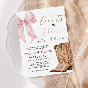 Boots or Bows Western Gender Reveal Invitation