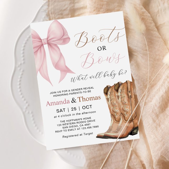 Boots or Bows Western Gender Reveal Invitation (Creator Uploaded)