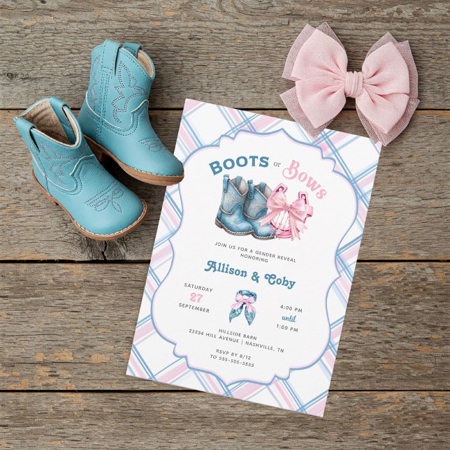 Boots or Bows Western Gender Reveal  Invitation (Creator Uploaded)