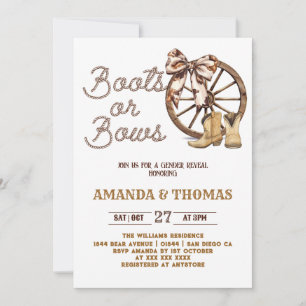 Boots or Bows Western Gender Reveal Invitation