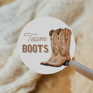 Boots or Bows Western Gender Reveal Voting Classic Round Sticker