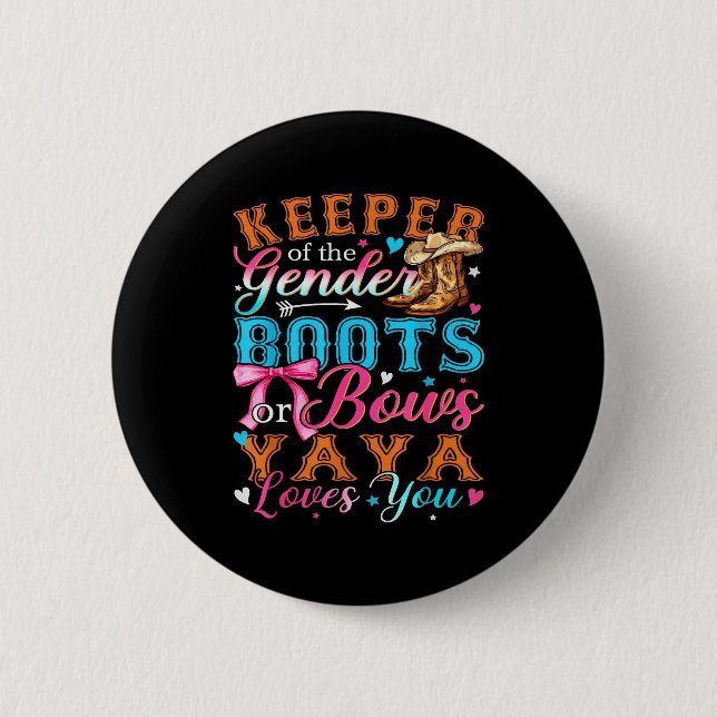 Boots Or Bows Yaya Loves You Gender Reveal Family  6 Cm Round Badge (Front)
