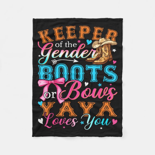 Boots Or Bows Yaya Loves You Gender Reveal Family  Fleece Blanket (Front)