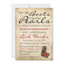 Boots & Pearls Bachelorette Party Invitation