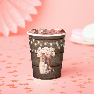 Boots Rustic Cowgirl BRIDAL SHOWER Thank You Paper Cups