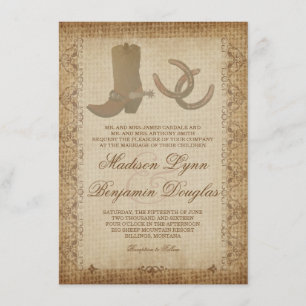 Boots Spurs Horseshoes Western Wedding Invites
