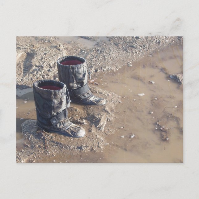 Boots Stuck In The Mud Postcard (Front)