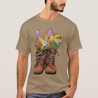 Boots with flowers gardening always growing T-Shirt