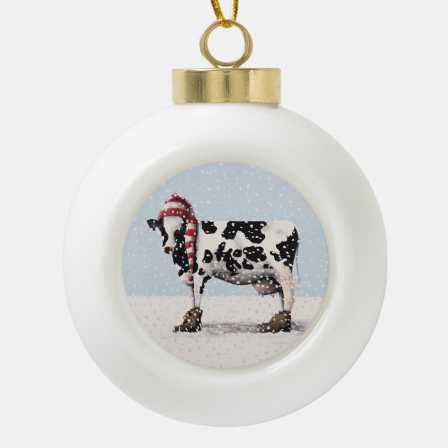 Bootsie The Cow Christmas Ornament (Front)