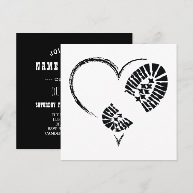 bootstomp heart invitation (Front/Back)