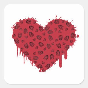 bootstomp heart splats square sticker