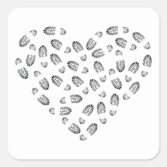 bootstomp heart square sticker (Front)