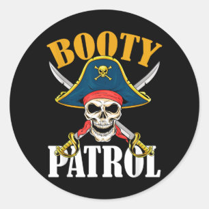 Booty Patrol Pirate Halloween Classic Round Sticker
