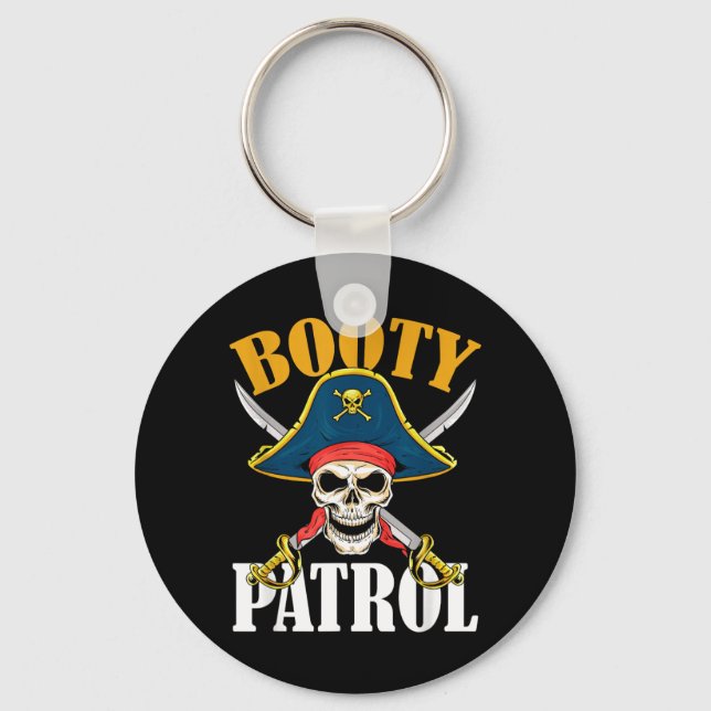 Booty Patrol Pirate Halloween Key Ring (Front)