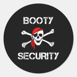 Booty Security Funny Skull Pirate Apparel Caribbea Classic Round Sticker