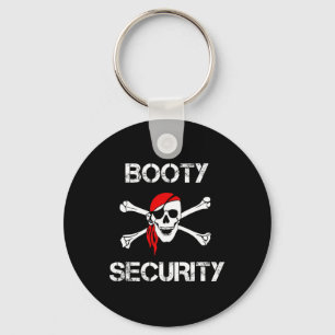 Booty Security Funny Skull Pirate Apparel Caribbea Key Ring