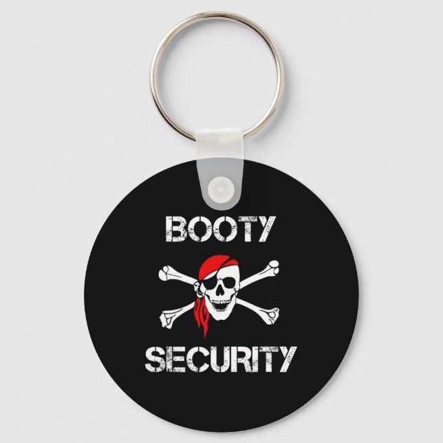 Booty Security Funny Skull Pirate Apparel Caribbea Key Ring (Front)