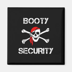 Booty Security Funny Skull Pirate Apparel Caribbea Magnet