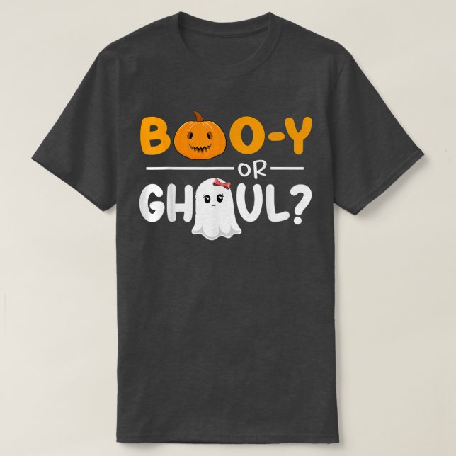 Booy Or Ghoul Gender Reveal Halloween Baby Shower  T-Shirt (Design Front)