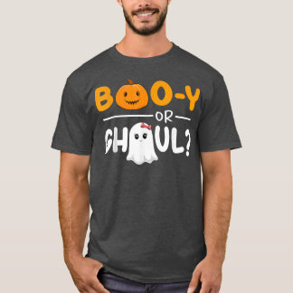 Booy Or Ghoul Gender Reveal Halloween Baby Shower  T-Shirt