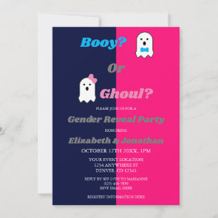 Booy or Ghoul Halloween Ghost Gender Reveal Invitation