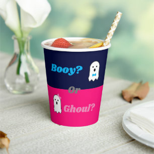 Booy or Ghoul Halloween Ghost Gender Reveal Paper Cups