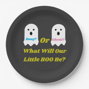 Booy or Ghoul Halloween Ghost Gender Reveal Paper Plate