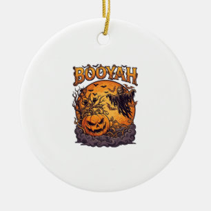 Booyah Halloween Pumpkin Grim Reaper Orange Moon_1 Ceramic Ornament