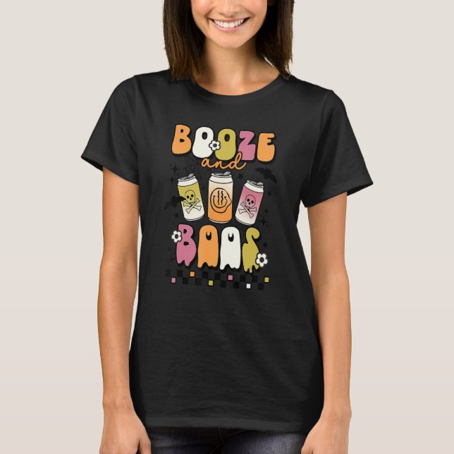 Booze And Boos Groovy Boo Crew Halloween Costume T-Shirt (Front)
