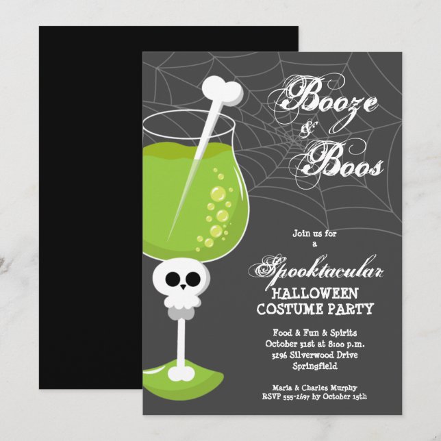 Booze and Boos Halloween Cocktail Invitation (Front/Back)