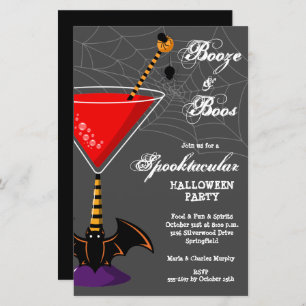 Booze and Boos Martini Budget Halloween Invitation