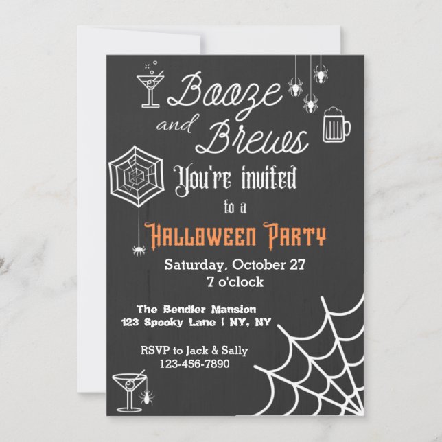 Booze and Brews Halloween Party Invitation (Front)