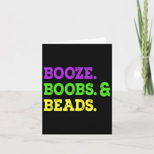 Booze Breast Beads Funny Mardi Gras Carnival Party Card