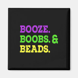 Booze Breast Beads Funny Mardi Gras Carnival Party Magnet