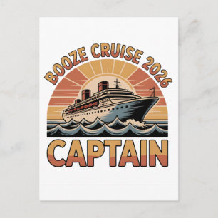 Booze Cruise 2026 The Captain Funny Matching Holiday Postcard
