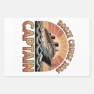 Booze Cruise 2026 The Captain Funny Matching   Wrapping Paper Sheet
