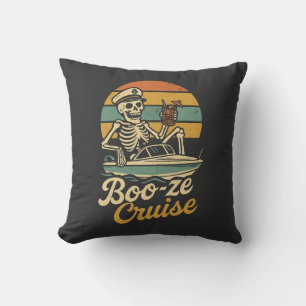 "Booze Cruise - Funny Skeleton Boat Captain Cushion
