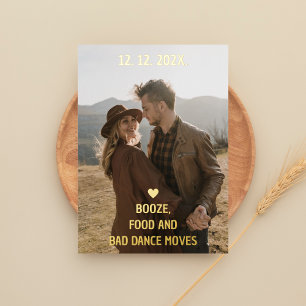 Booze Food and Bad Dance Moves Funny Save The Date