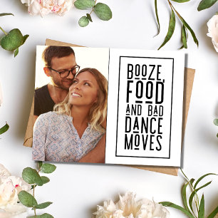 Booze, Food, Bad Dance Funny Wedding Save the Date Announcement Postcard