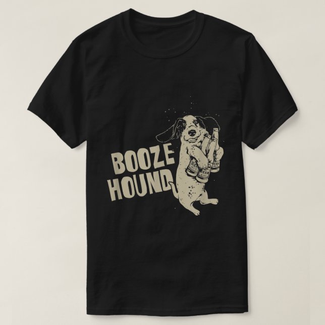 Booze Hound Beer Lover Present Drunk Basset Hound  T-Shirt (Design Front)