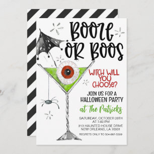 Booze or Boos Halloween Party Invitation