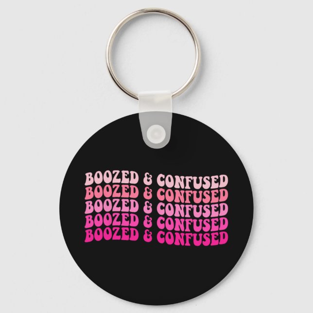 Boozed And Confused Bachelorette Party Bride Squad Key Ring (Front)