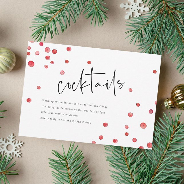 Boozy Cranberries Holiday Party Invitation (Creator Uploaded)