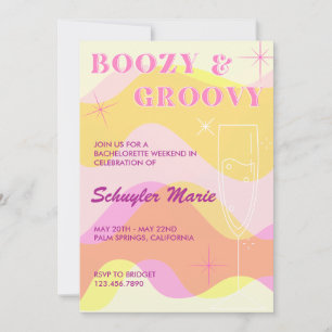 Boozy & Groovy Bachelorette Party Invitation